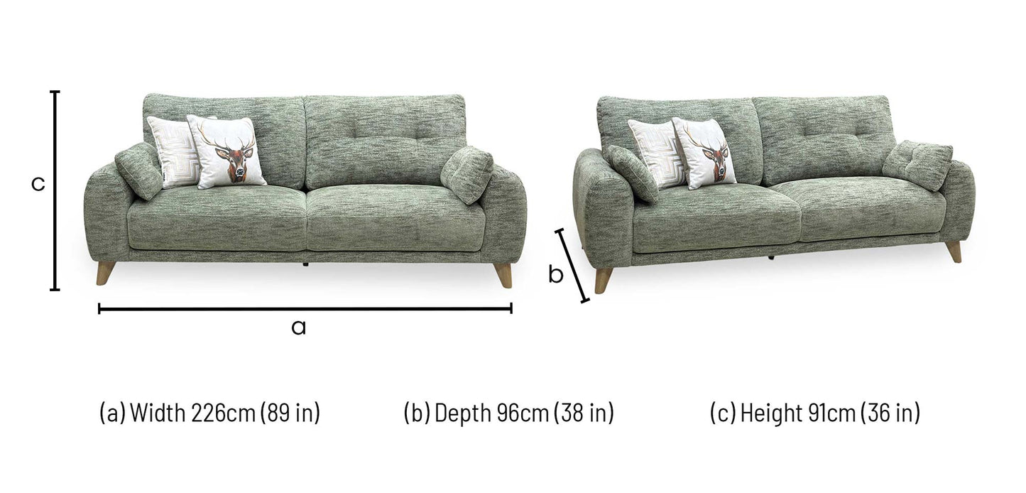 ‘Malmo’ Fab-Mga-R11 Olive Green Fabric 3 Seater Sofa Furniture Village