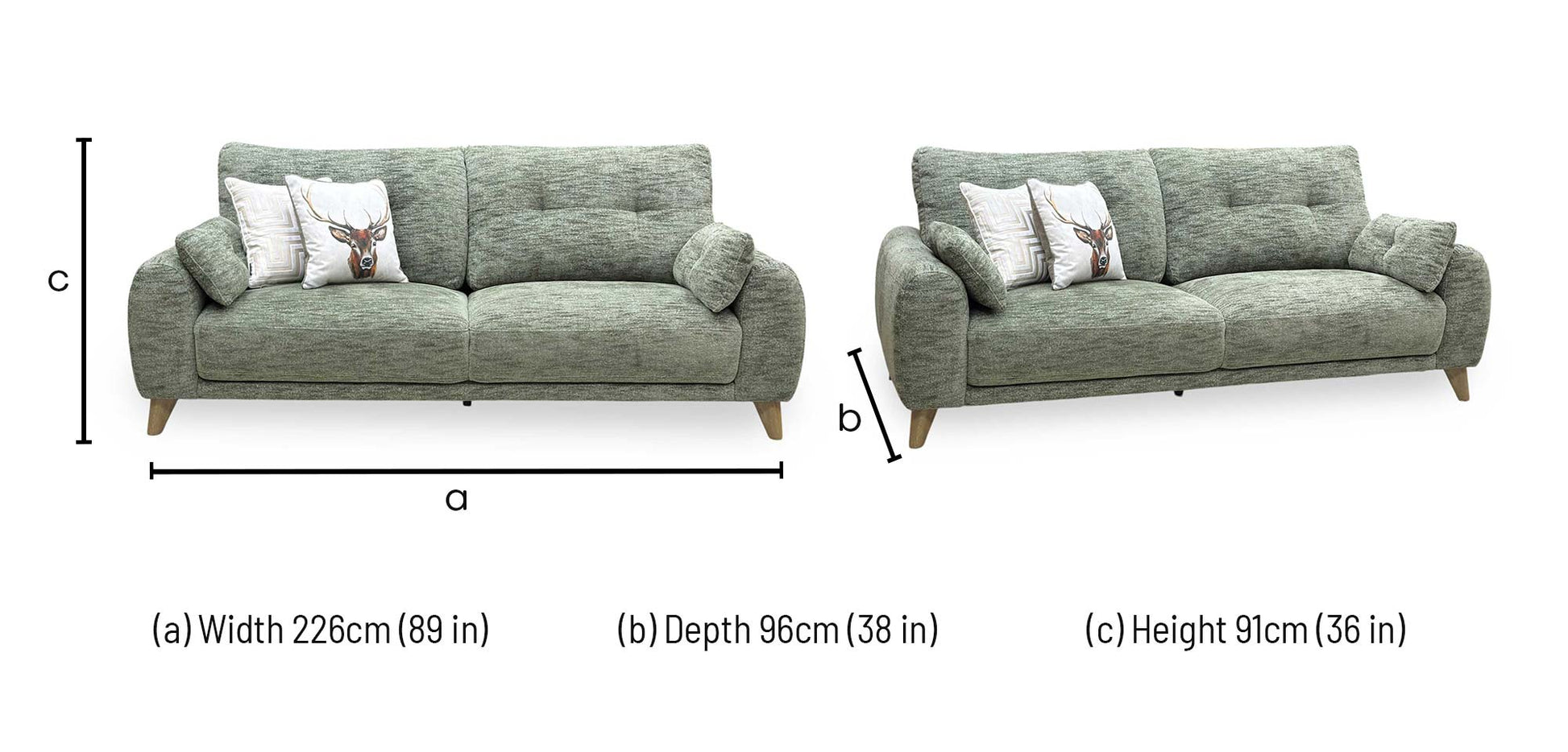 ‘Malmo’ Fab-Mga-R11 Olive Green Fabric 3 Seater Sofa Furniture Village