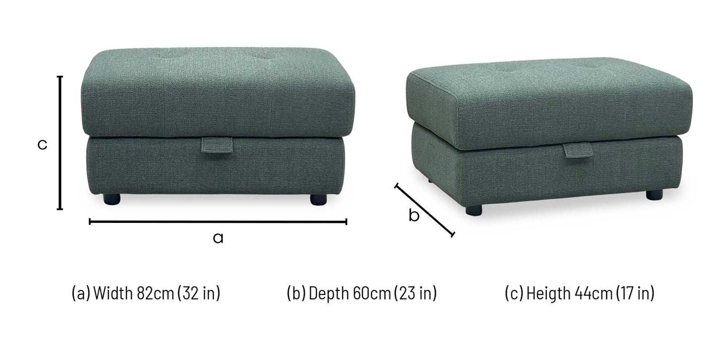 'Goliath' Oxford 94019 Moss Green Fabric Storage Footstool Furniture Village