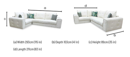 'Goliath' Hudson Ivory White Fabric Left Hand Facing Corner Sofa Furniture Village
