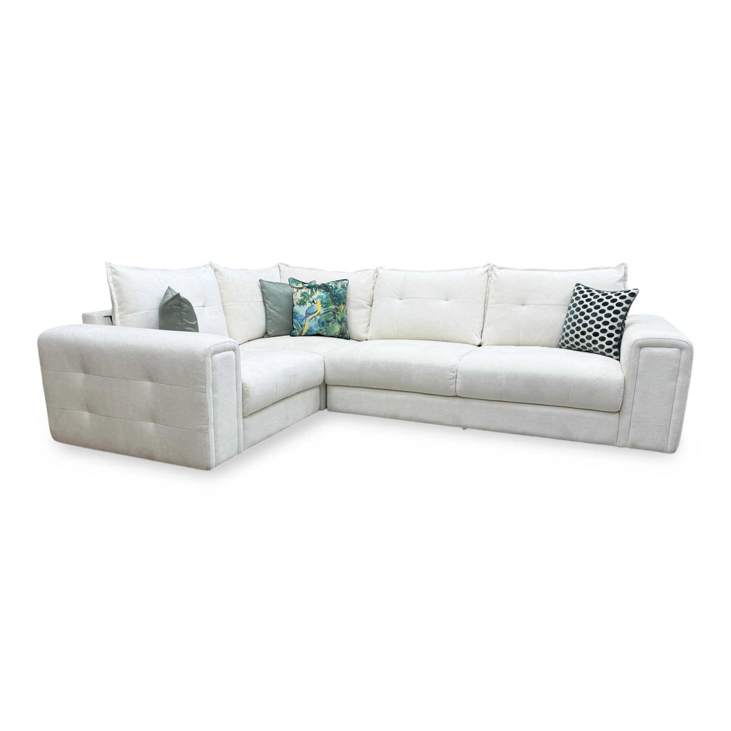 'Goliath' Hudson Ivory White Fabric Left Hand Facing Corner Sofa Furniture Village