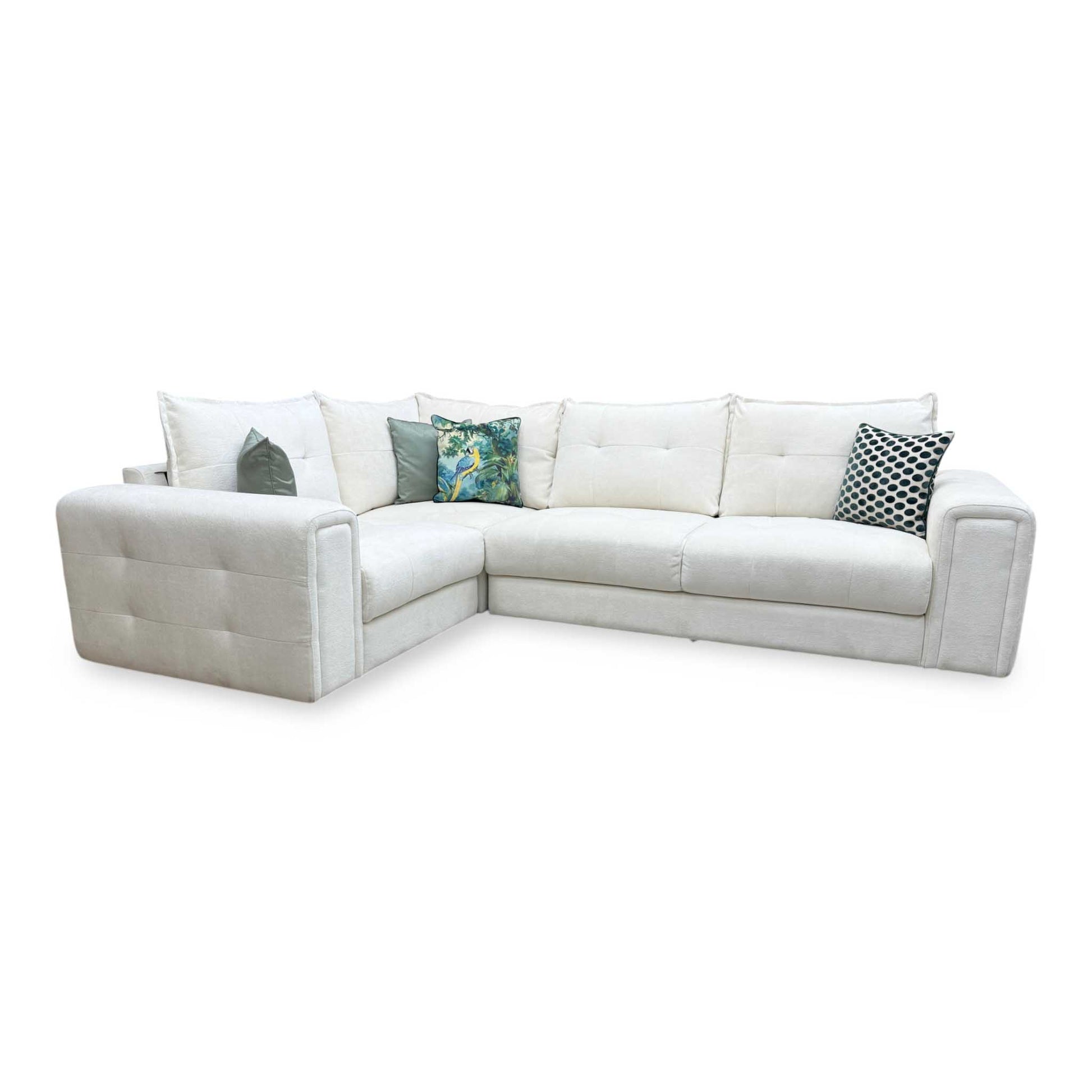 'Goliath' Hudson Ivory White Fabric Left Hand Facing Corner Sofa Furniture Village