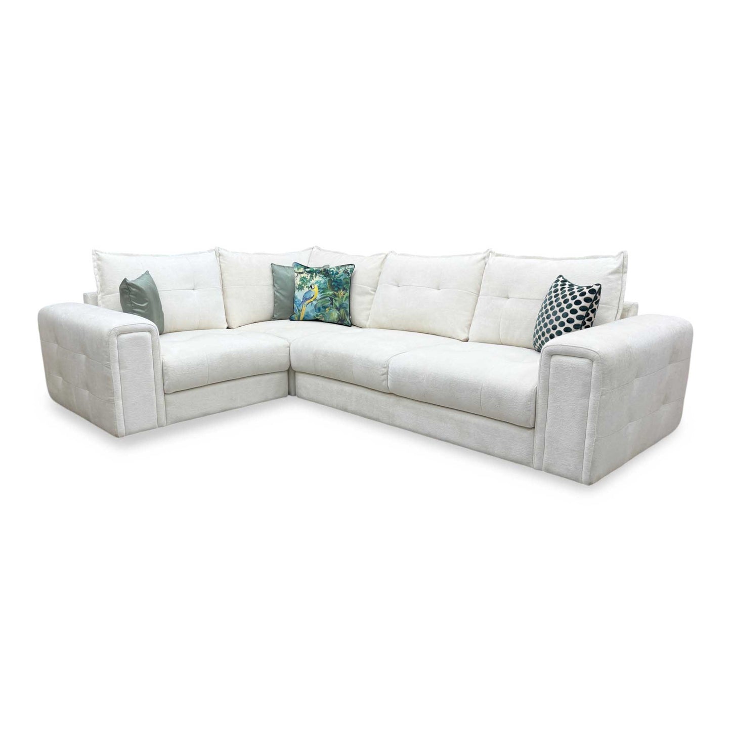 'Goliath' Hudson Ivory White Fabric Left Hand Facing Corner Sofa Furniture Village