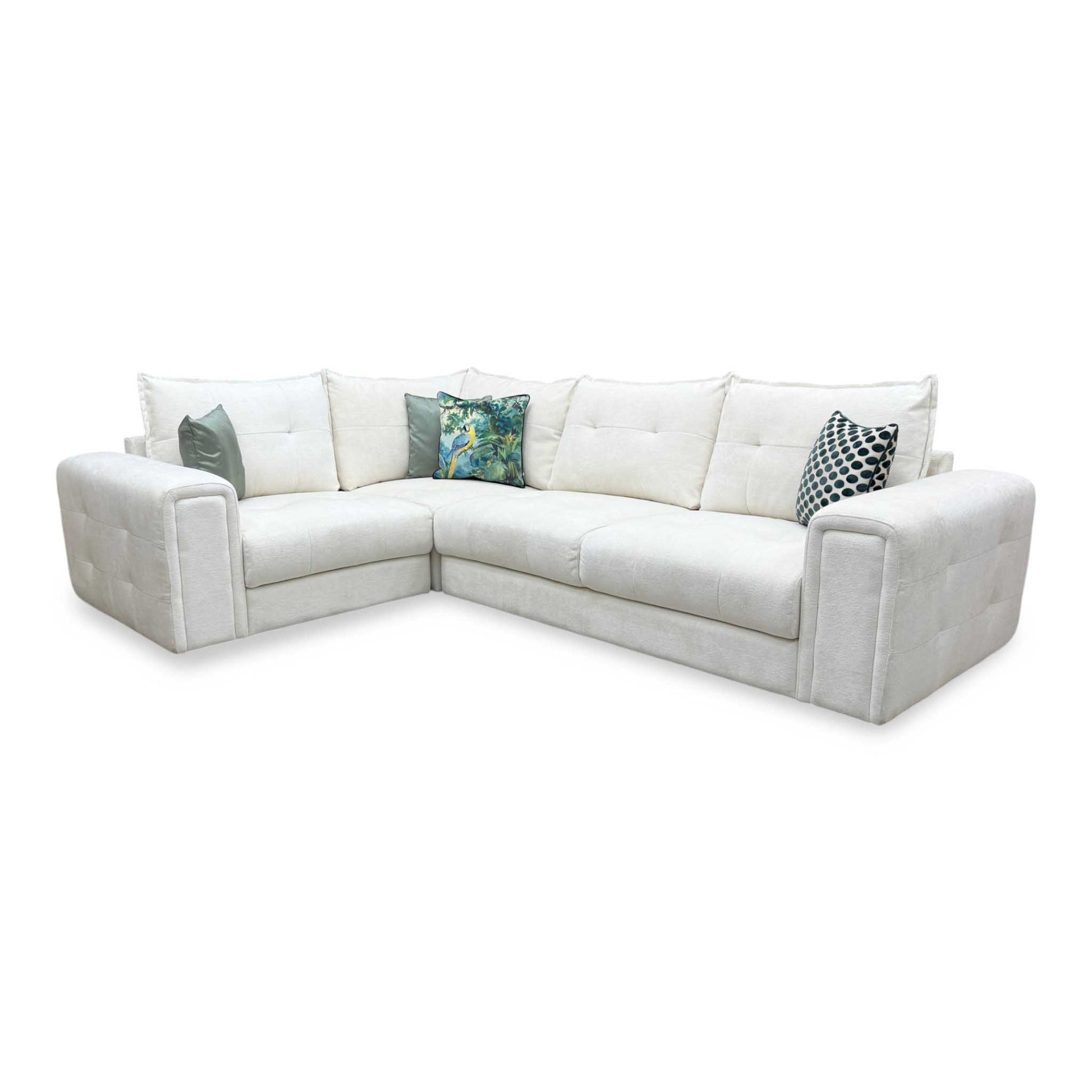 'Goliath' Hudson Ivory White Fabric Left Hand Facing Corner Sofa Furniture Village