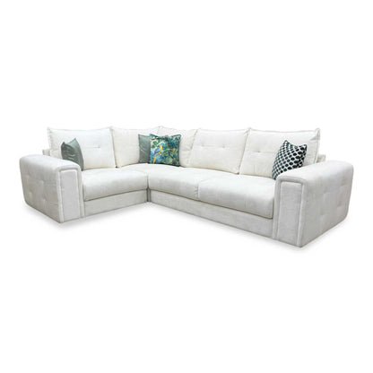 'Goliath' Hudson Ivory White Fabric Left Hand Facing Corner Sofa Furniture Village