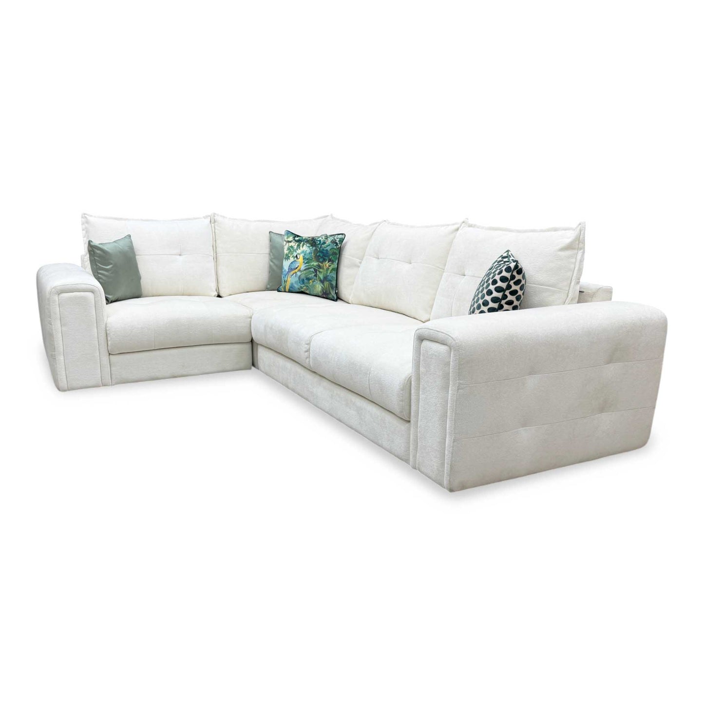 'Goliath' Hudson Ivory White Fabric Left Hand Facing Corner Sofa Furniture Village