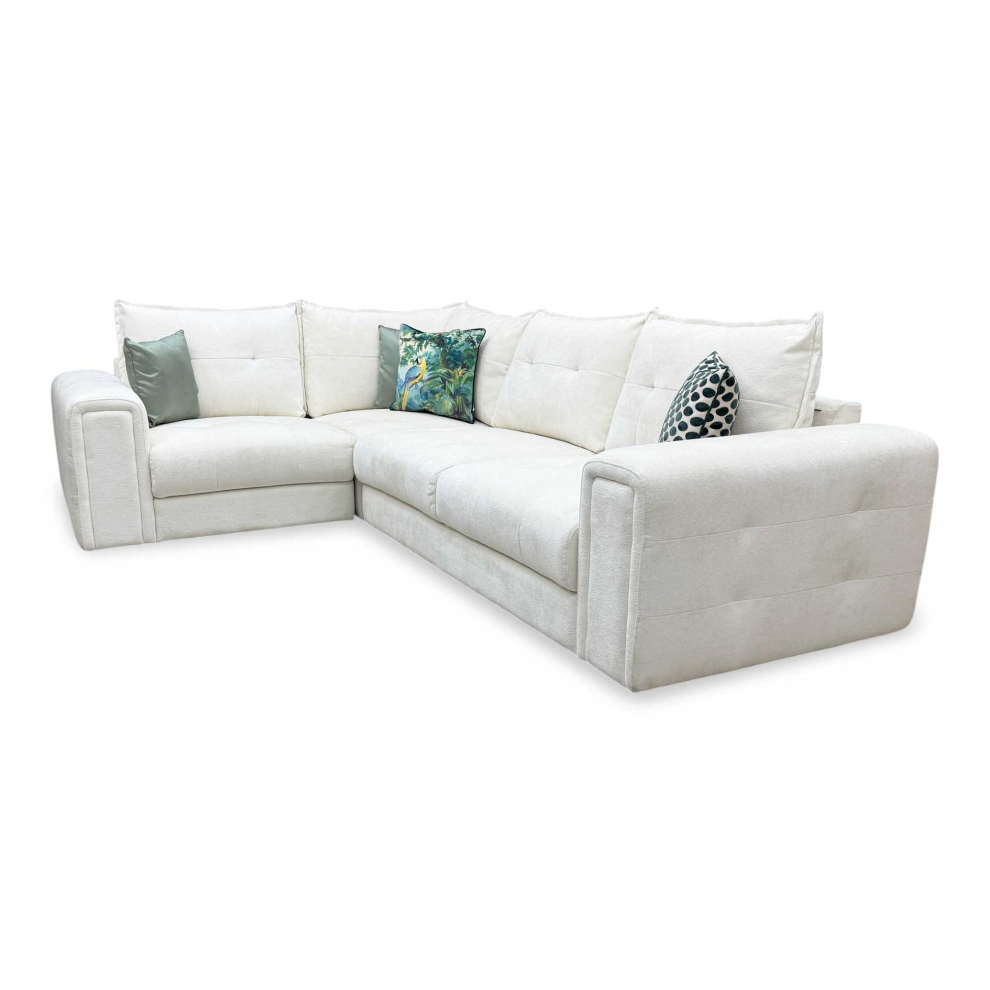 'Goliath' Hudson Ivory White Fabric Left Hand Facing Corner Sofa Furniture Village