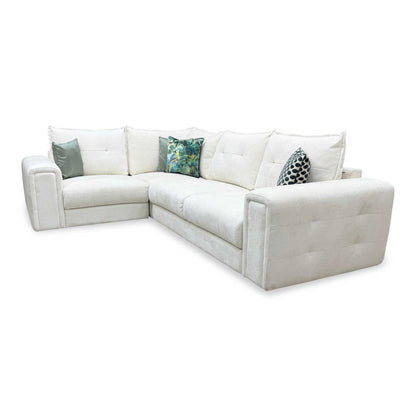 'Goliath' Hudson Ivory White Fabric Left Hand Facing Corner Sofa Furniture Village