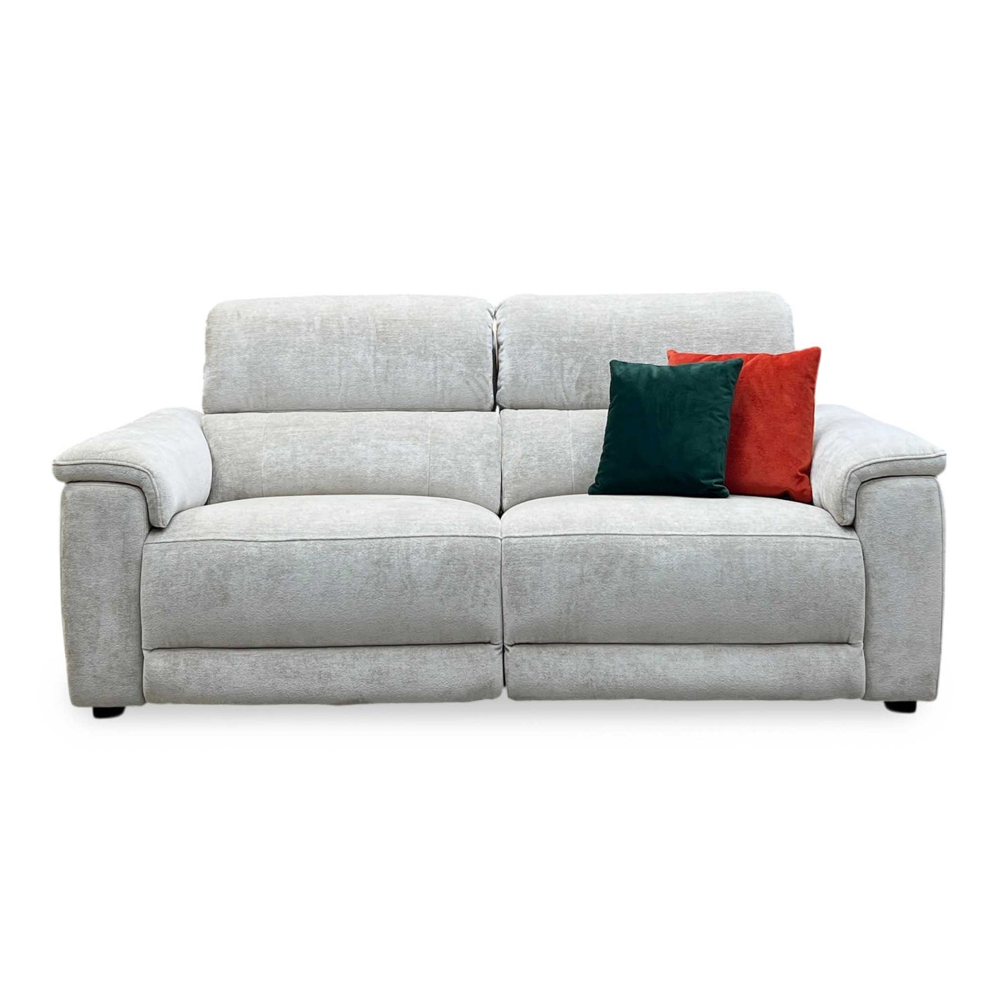 ‘Genius' Hudson Cream Fabric 3 Seater Power Recliner Sofa with Power Headrests Furniture Village