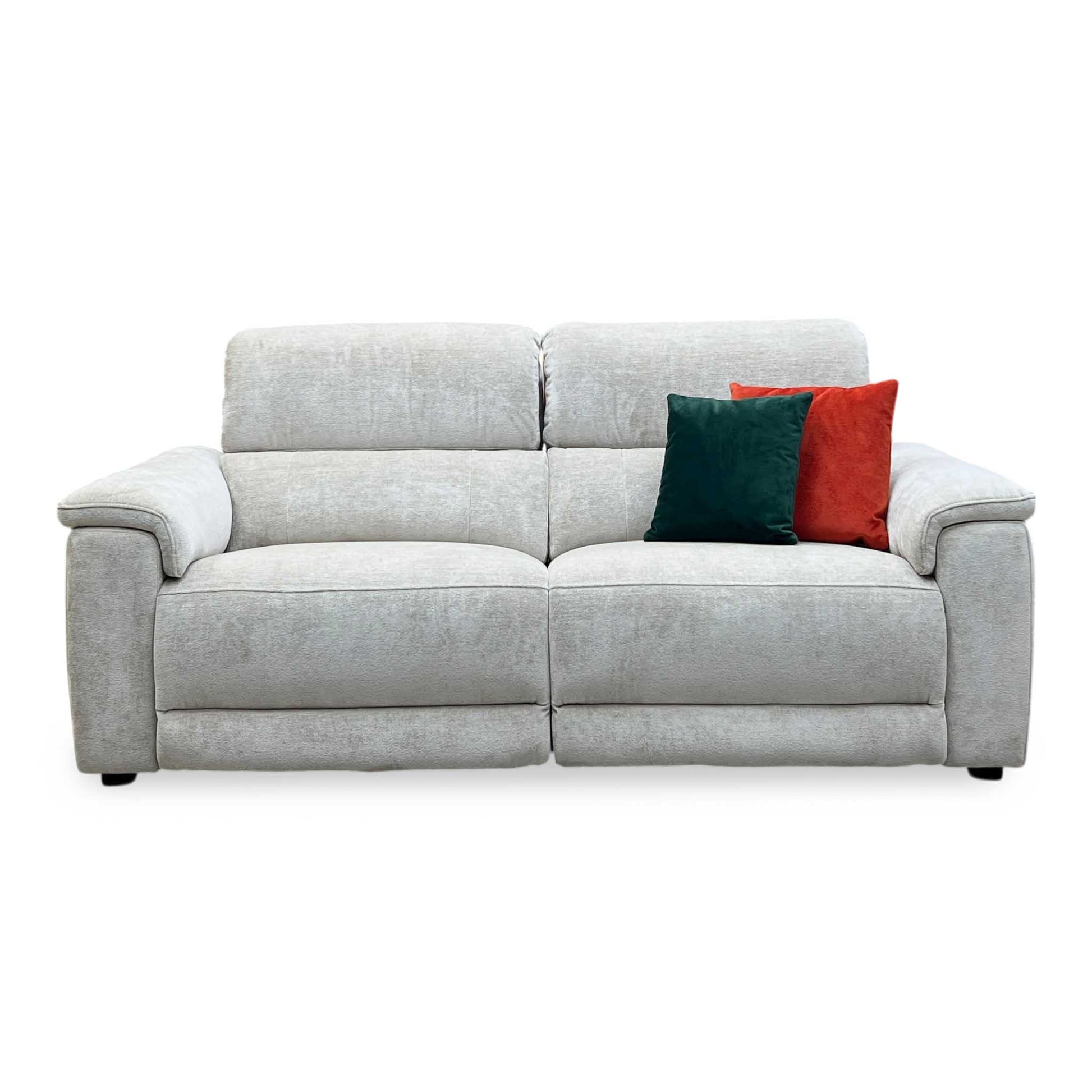 ‘Genius' Hudson Cream Fabric 3 Seater Power Recliner Sofa with Power Headrests Furniture Village