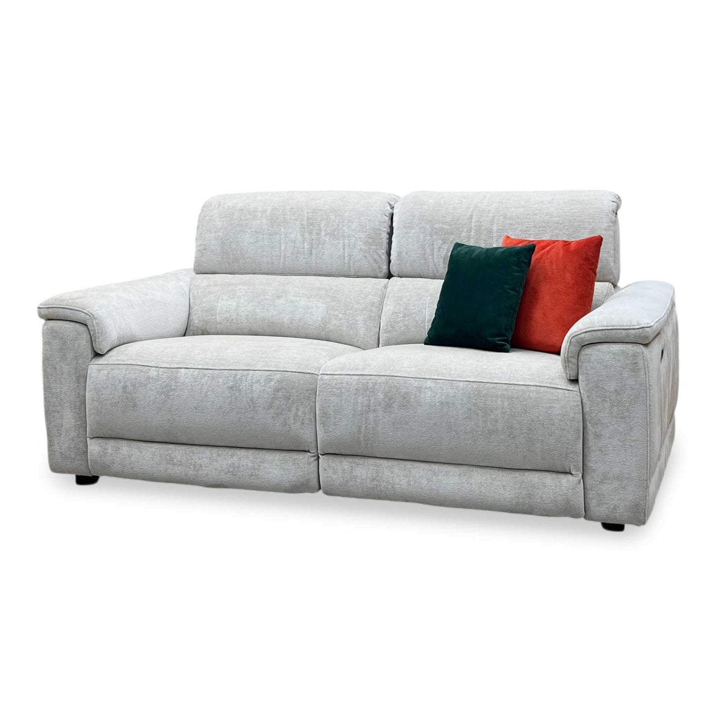 ‘Genius' Hudson Cream Fabric 3 Seater Power Recliner Sofa with Power Headrests Furniture Village