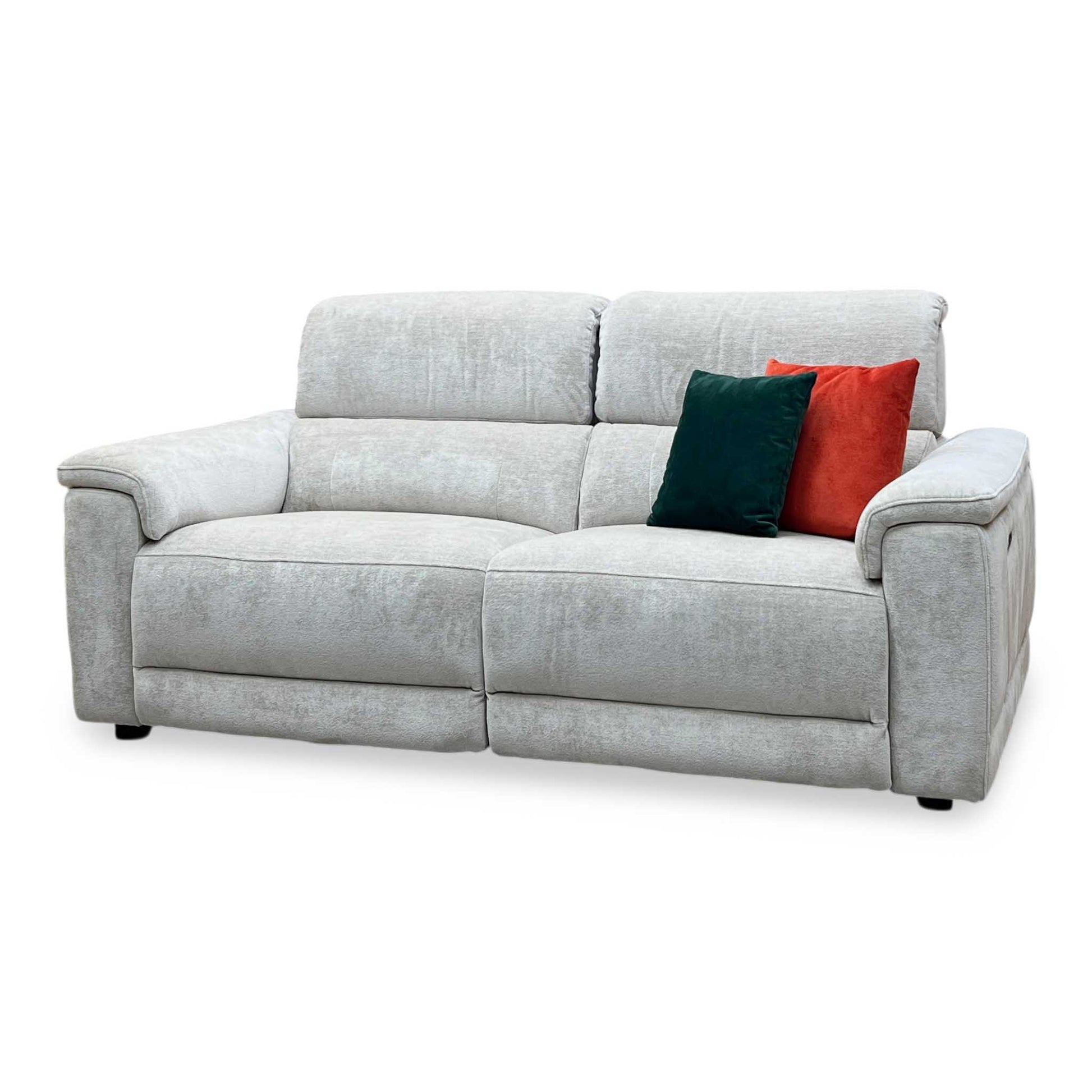 ‘Genius' Hudson Cream Fabric 3 Seater Power Recliner Sofa with Power Headrests Furniture Village