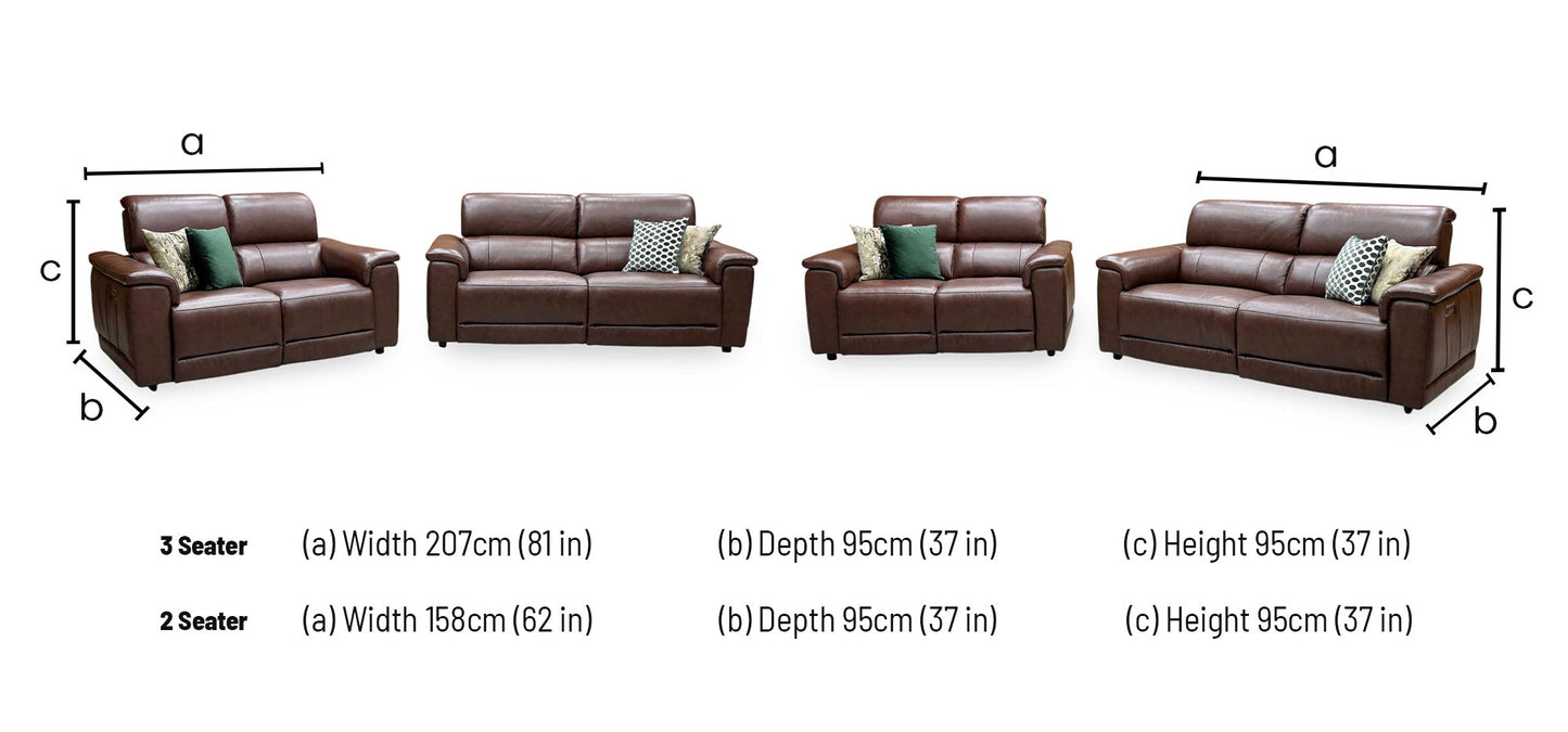 'Genius' Montana Chocolate Brown Leather 3+ 2 Seater Power Recliner Sofa Set with Power Headrests and Power Lumbar Furniture Village