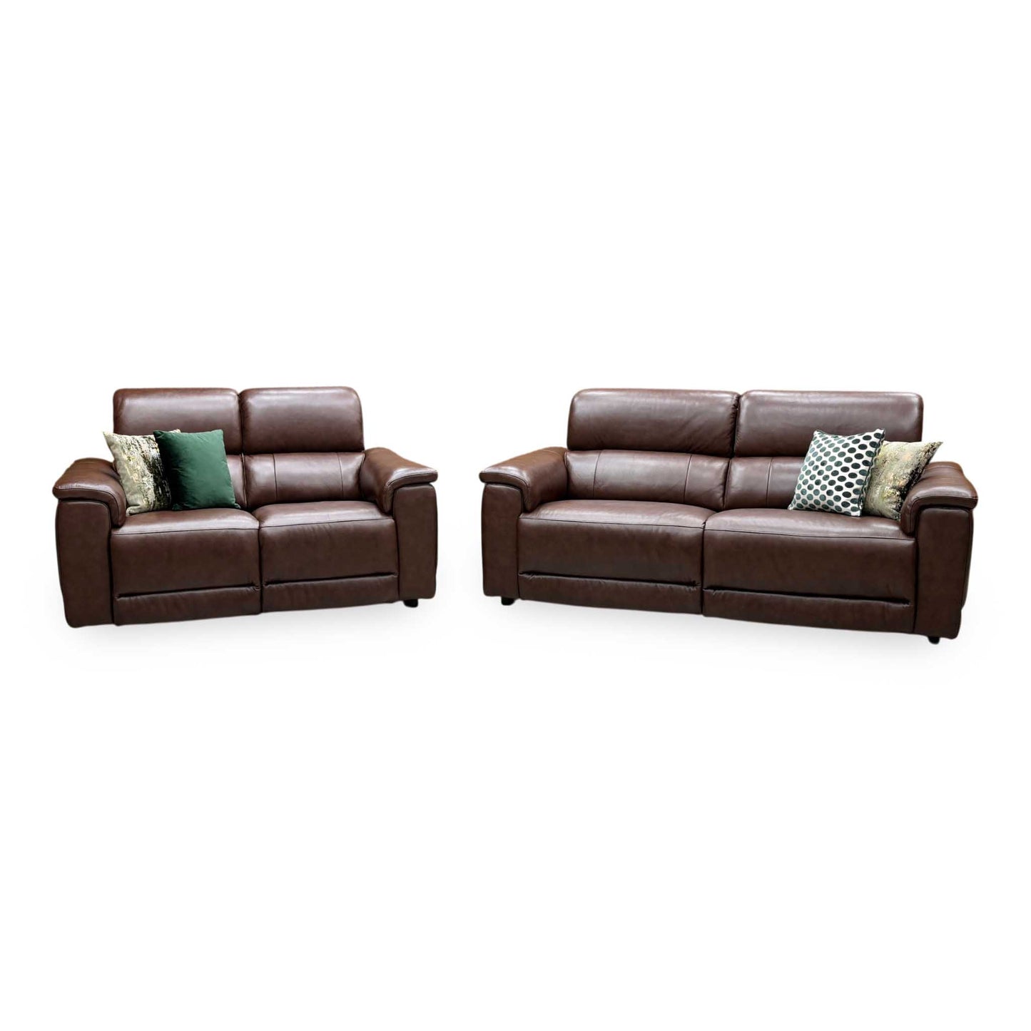 'Genius' Montana Chocolate Brown Leather 3+ 2 Seater Power Recliner Sofa Set with Power Headrests and Power Lumbar Furniture Village