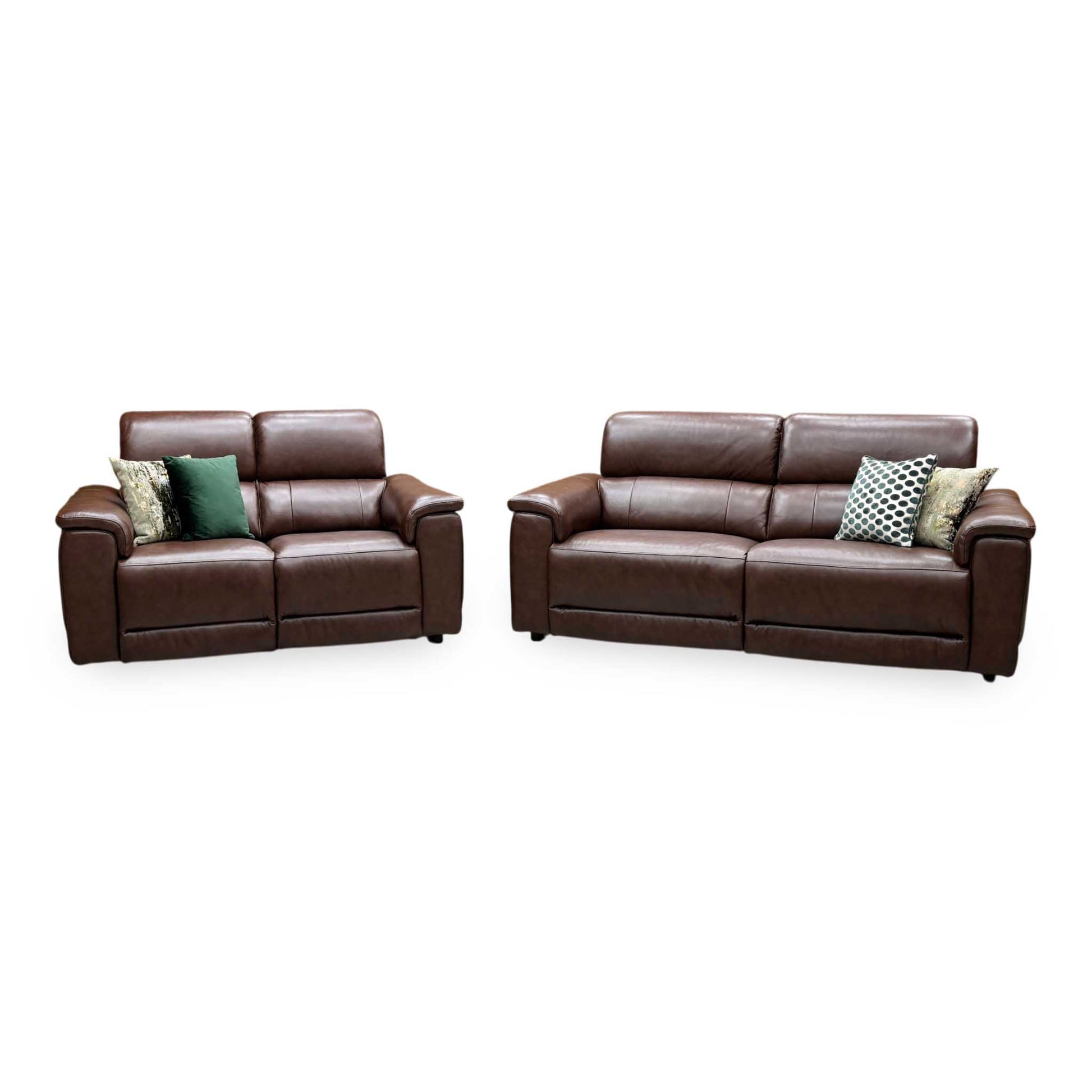 'Genius' Montana Chocolate Brown Leather 3+ 2 Seater Power Recliner Sofa Set with Power Headrests and Power Lumbar Furniture Village