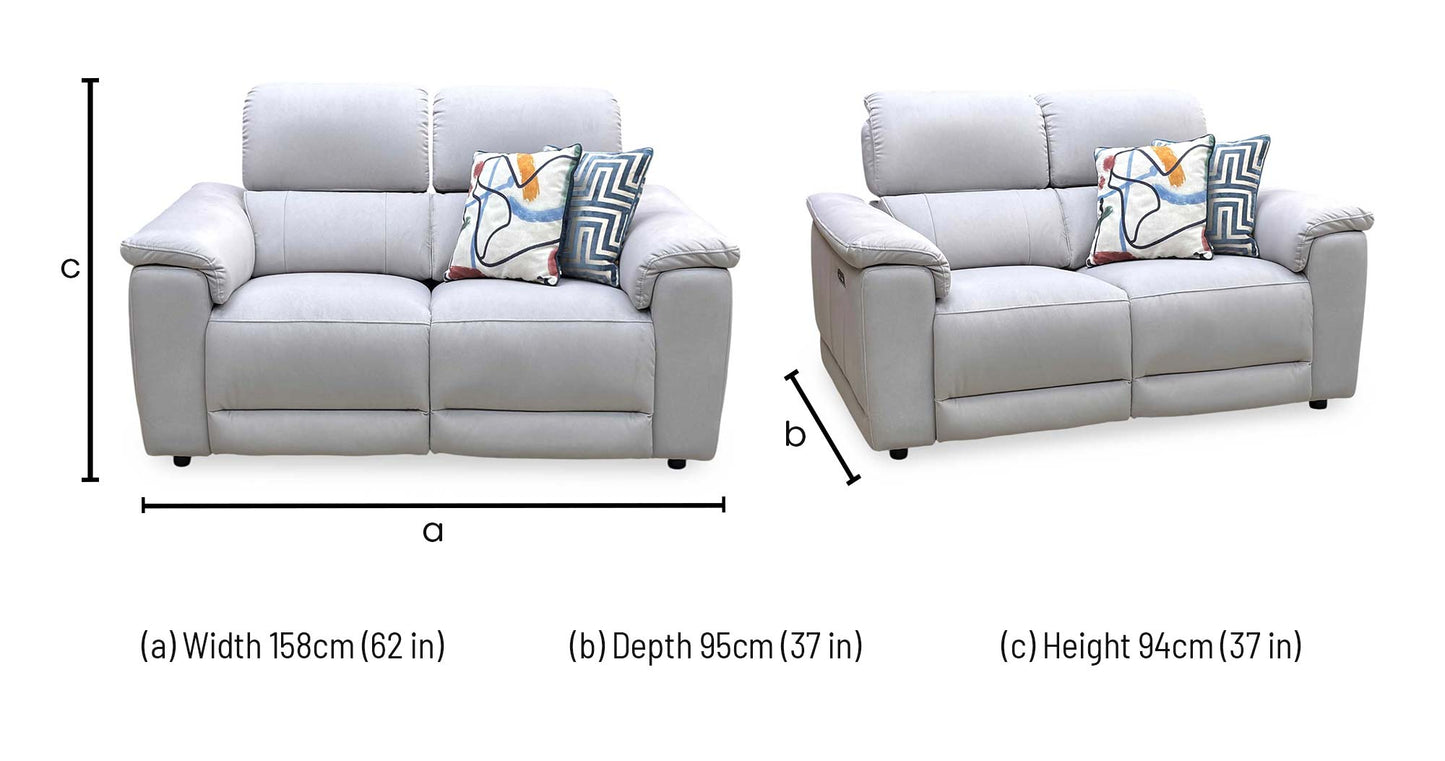 ‘Genius’ Bella Lead Grey 43451 Velvet Fabric 2 Seater Power Recliner Sofa with Power Headrests Furniture Village