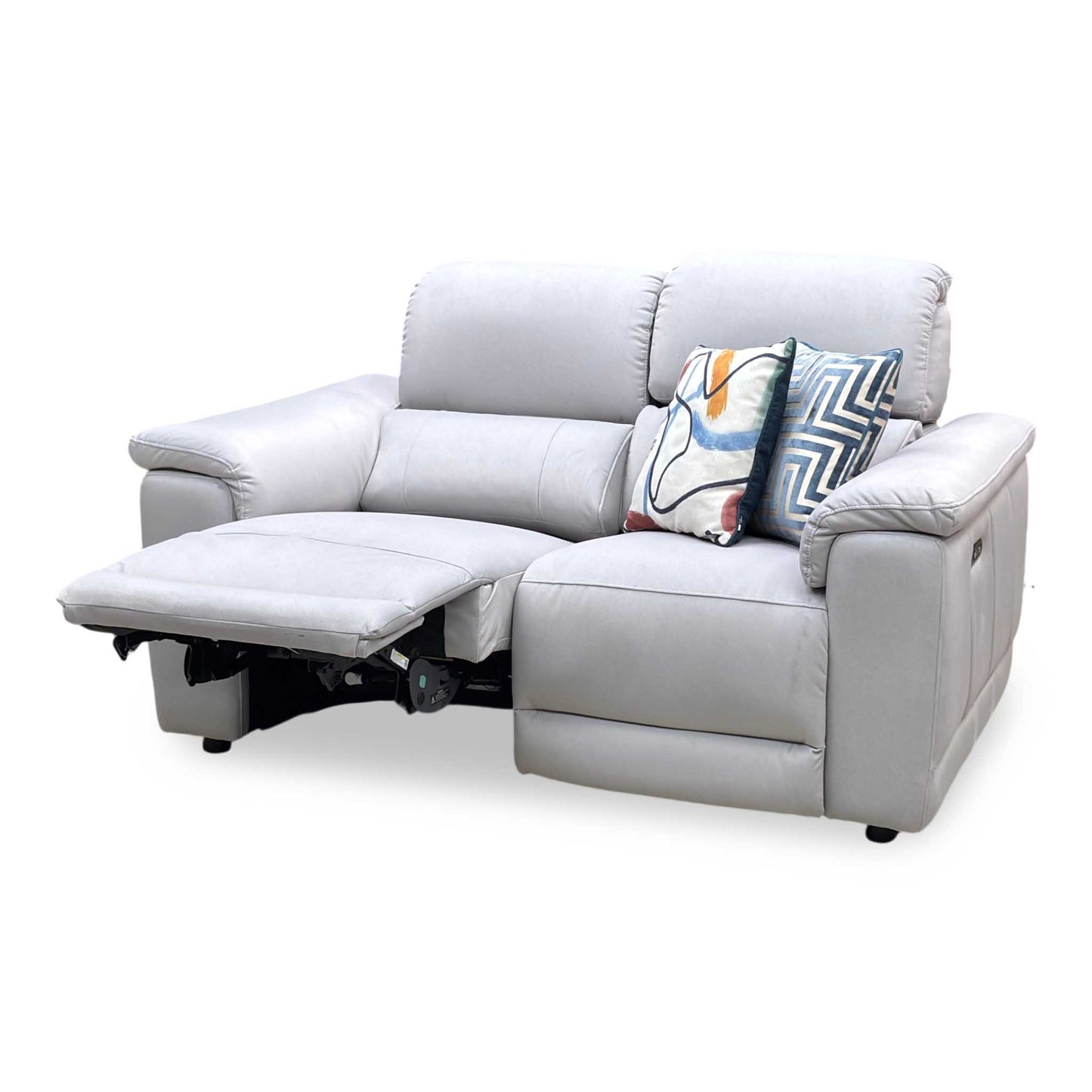 ‘Genius’ Bella Lead Grey 43451 Velvet Fabric 2 Seater Power Recliner Sofa with Power Headrests Furniture Village