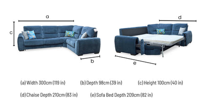 ‘Flex’ Fab-Can-R330 Steel Blue Fabric Small Corner Sofa Bed with Storage Arm Furniture Village