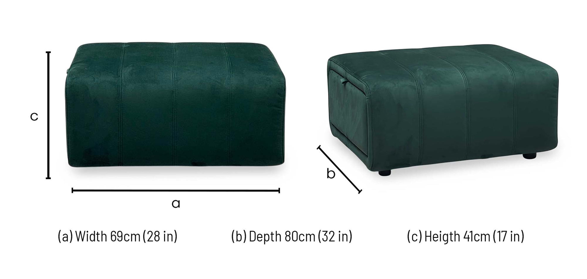 ‘Elphaba’ Opulence Bottle Green Velvet Fabric Storage Footstool Furniture Village