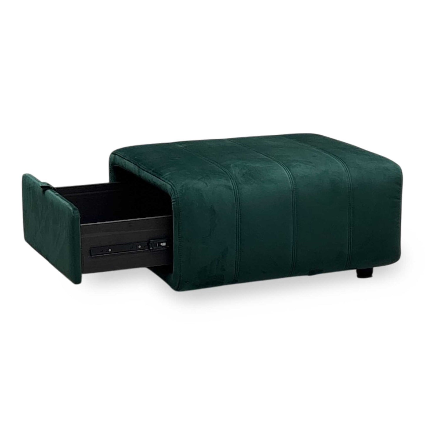 ‘Elphaba’ Opulence Bottle Green Velvet Fabric Storage Footstool Furniture Village