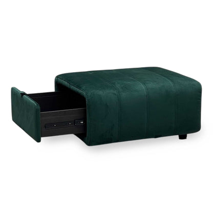 ‘Elphaba’ Opulence Bottle Green Velvet Fabric Storage Footstool Furniture Village