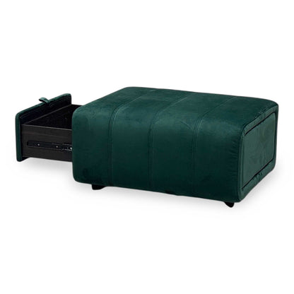 ‘Elphaba’ Opulence Bottle Green Velvet Fabric Storage Footstool Furniture Village