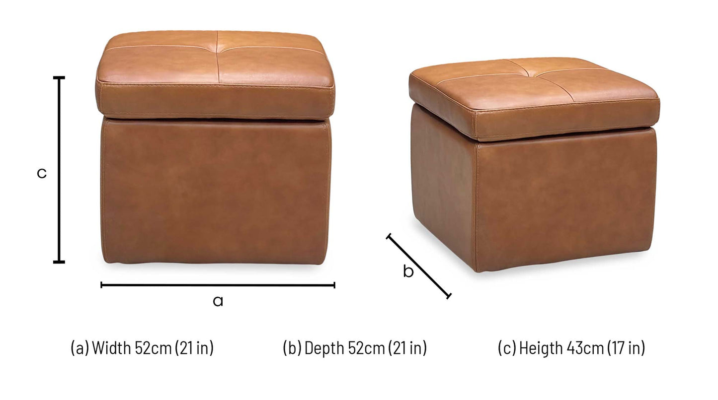 World of Leather ‘Easy Tray’ Nc-334e Pecan Brown Leather Storage Footstool Furniture Village