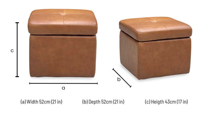 World of Leather ‘Easy Tray’ Nc-334e Pecan Brown Leather Storage Footstool Furniture Village
