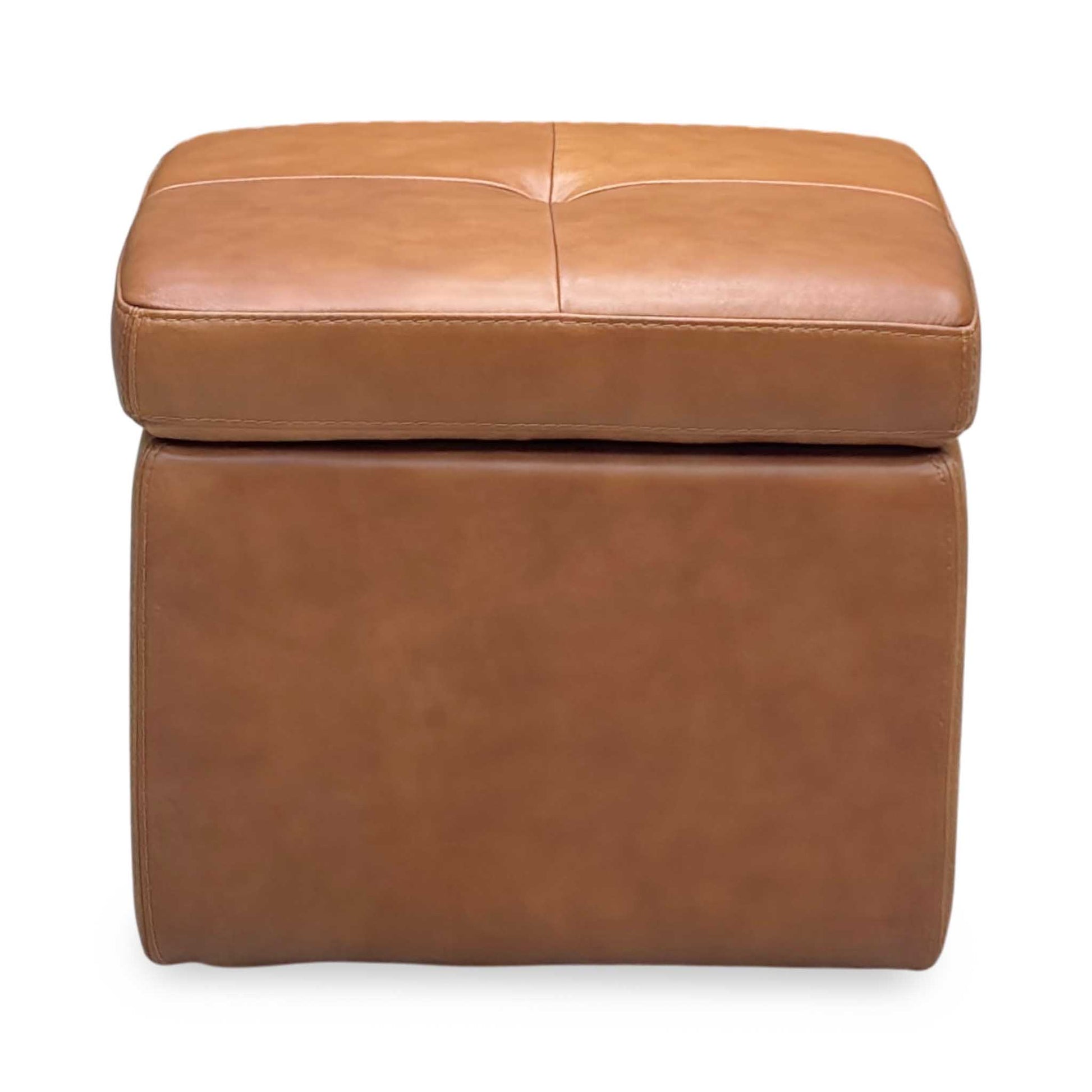 World of Leather ‘Easy Tray’ Nc-334e Pecan Brown Leather Storage Footstool Furniture Village