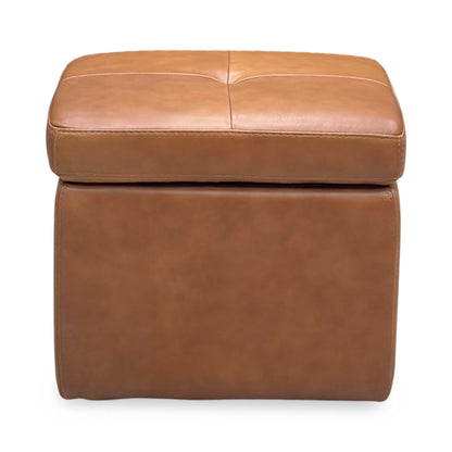 World of Leather ‘Easy Tray’ Nc-334e Pecan Brown Leather Storage Footstool Furniture Village