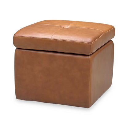 World of Leather ‘Easy Tray’ Nc-334e Pecan Brown Leather Storage Footstool Furniture Village