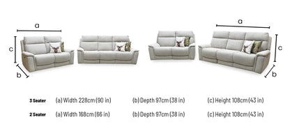 Comfort Story ‘Chill’ Fab-Mil-R120 Mink Fabric 3 + 2 Seater Power Recliner Sofa Set with Bluetooth Furniture Village