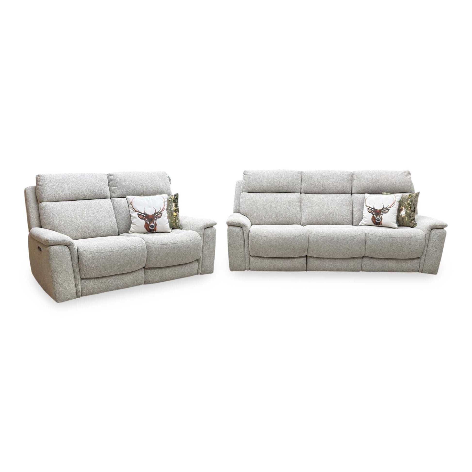 Comfort Story ‘Chill’ Fab-Mil-R120 Mink Fabric 3 + 2 Seater Power Recliner Sofa Set with Bluetooth Furniture Village