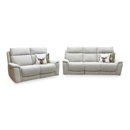 Comfort Story ‘Chill’ Fab-Mil-R120 Mink Fabric 3 + 2 Seater Power Recliner Sofa Set with Bluetooth Furniture Village