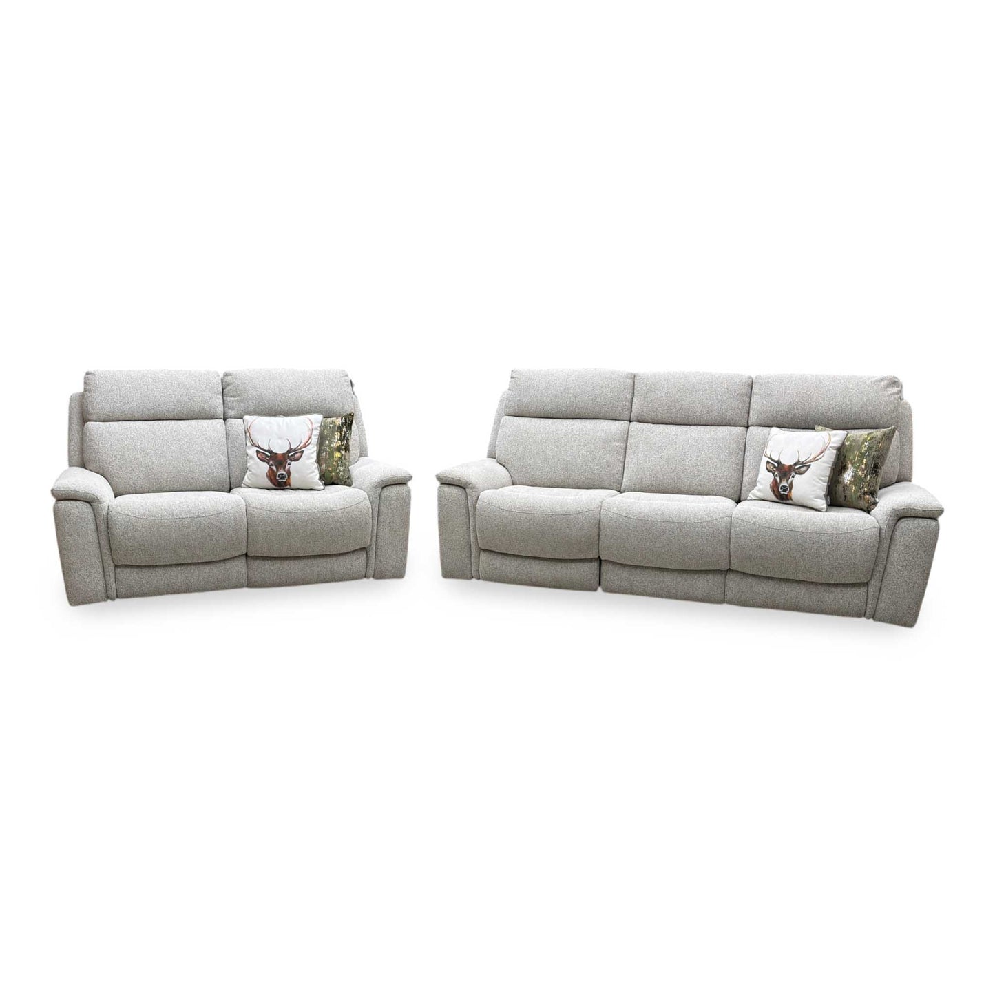 Comfort Story ‘Chill’ Fab-Mil-R120 Mink Fabric 3 + 2 Seater Power Recliner Sofa Set with Bluetooth Furniture Village