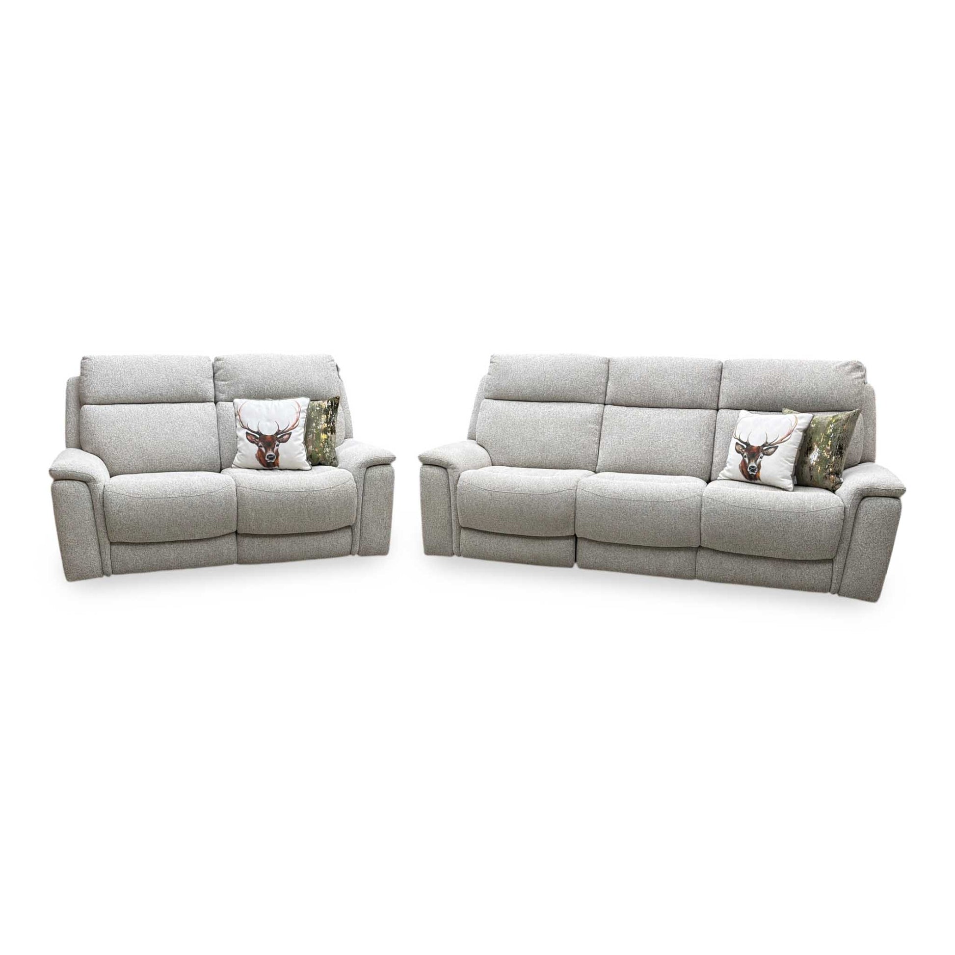Comfort Story ‘Chill’ Fab-Mil-R120 Mink Fabric 3 + 2 Seater Power Recliner Sofa Set with Bluetooth Furniture Village