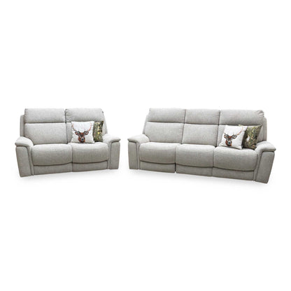 Comfort Story ‘Chill’ Fab-Mil-R120 Mink Fabric 3 + 2 Seater Power Recliner Sofa Set with Bluetooth Furniture Village
