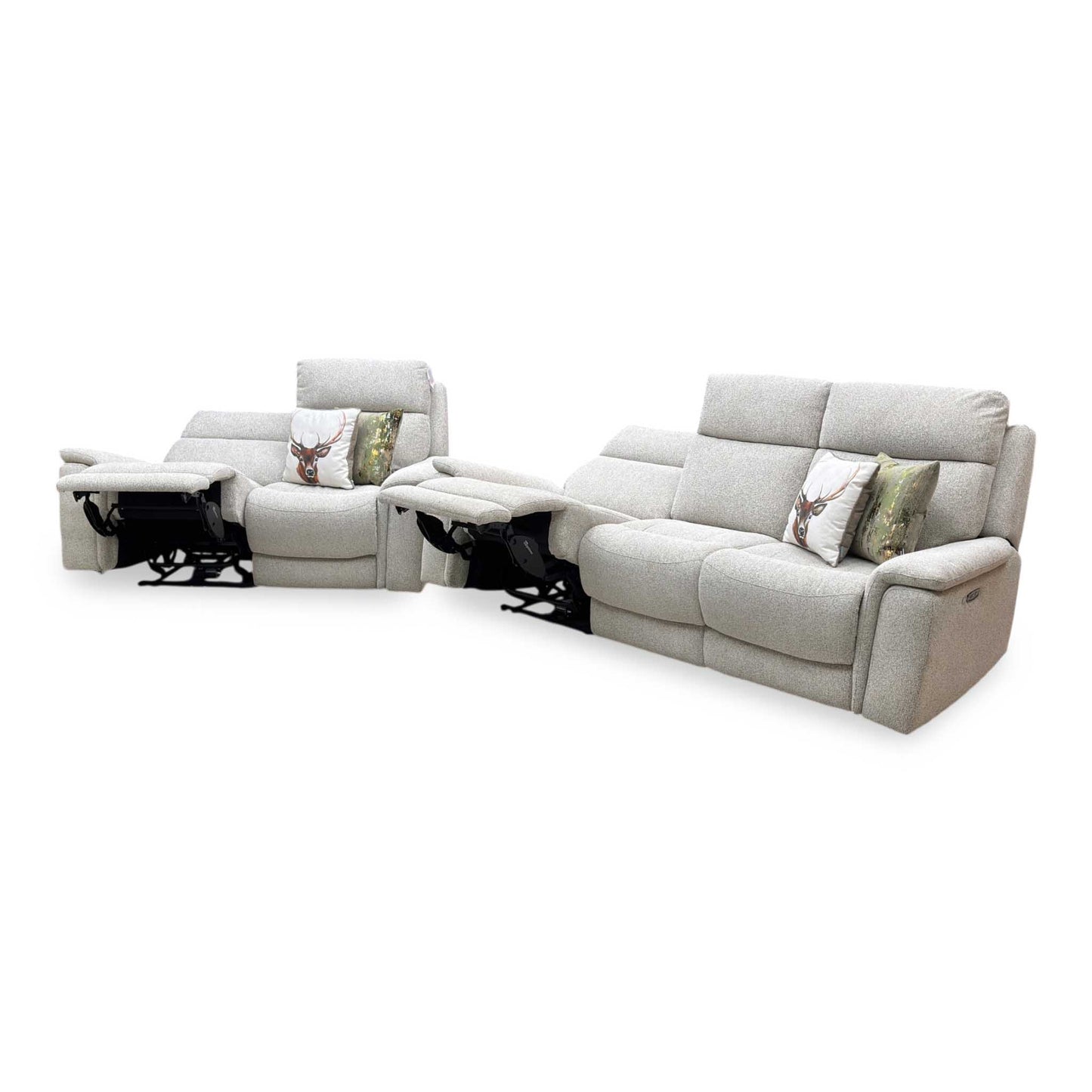 Comfort Story ‘Chill’ Fab-Mil-R120 Mink Fabric 3 + 2 Seater Power Recliner Sofa Set with Bluetooth Furniture Village