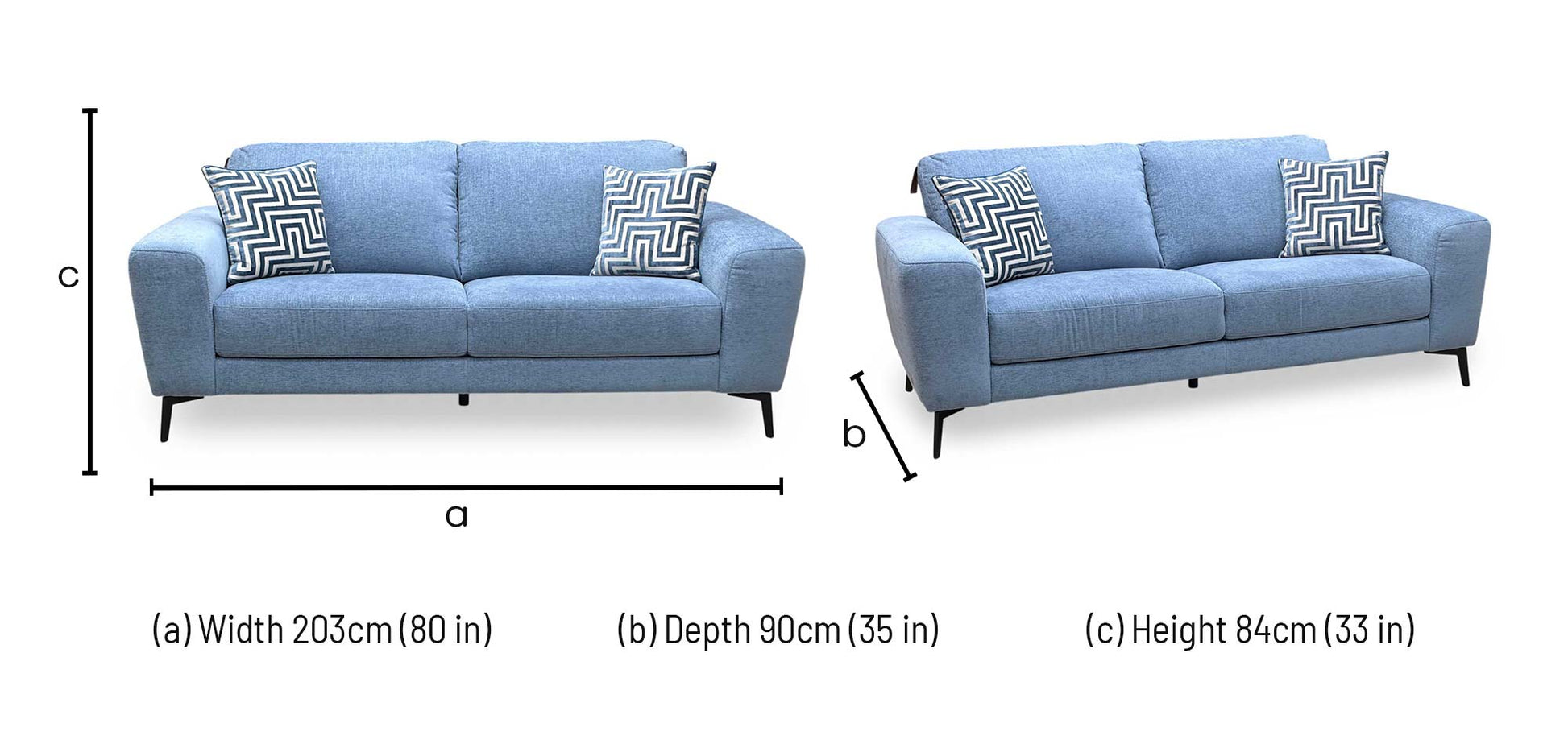 ‘Bocelli’ Shore Indigo Light Blue Fabric 3 Seater Sofa Furniture Village