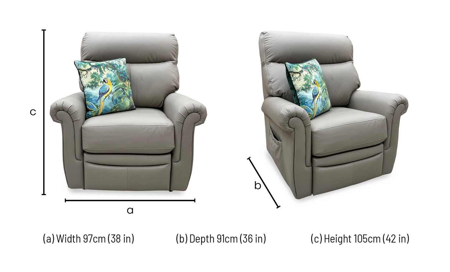 G Plan 'Avon' Grey Leather Lift and Rise Recliner Armchair Furniture Village
