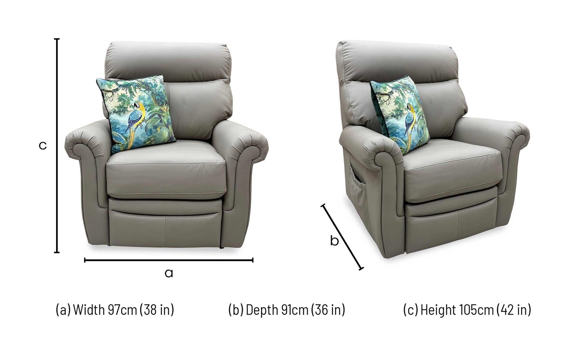 G Plan 'Avon' Grey Leather Lift and Rise Recliner Armchair Furniture Village