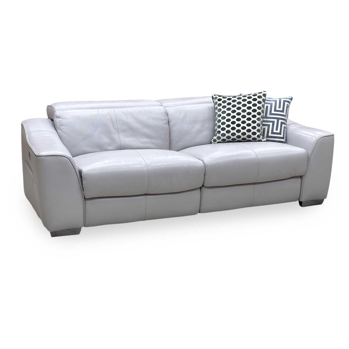 World of Leather 'Xavier' Hw-251e Grey Leather 3 Seater Power Recliner Sofa with Power Headrests Furniture Village
