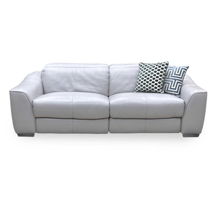 World of Leather 'Xavier' Hw-251e Grey Leather 3 Seater Power Recliner Sofa with Power Headrests Furniture Village