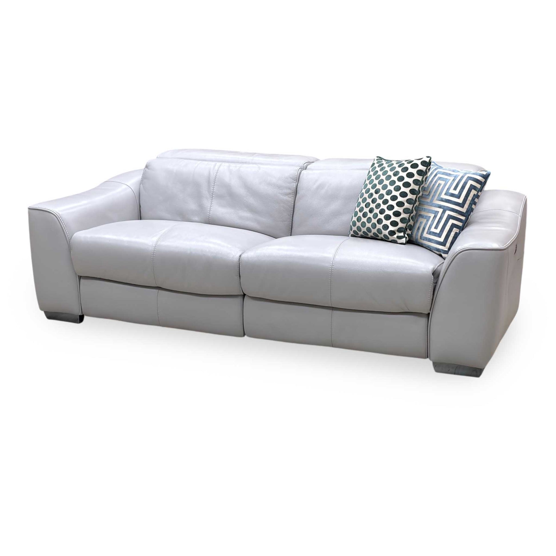 World of Leather 'Xavier' Hw-251e Grey Leather 3 Seater Power Recliner Sofa with Power Headrests Furniture Village