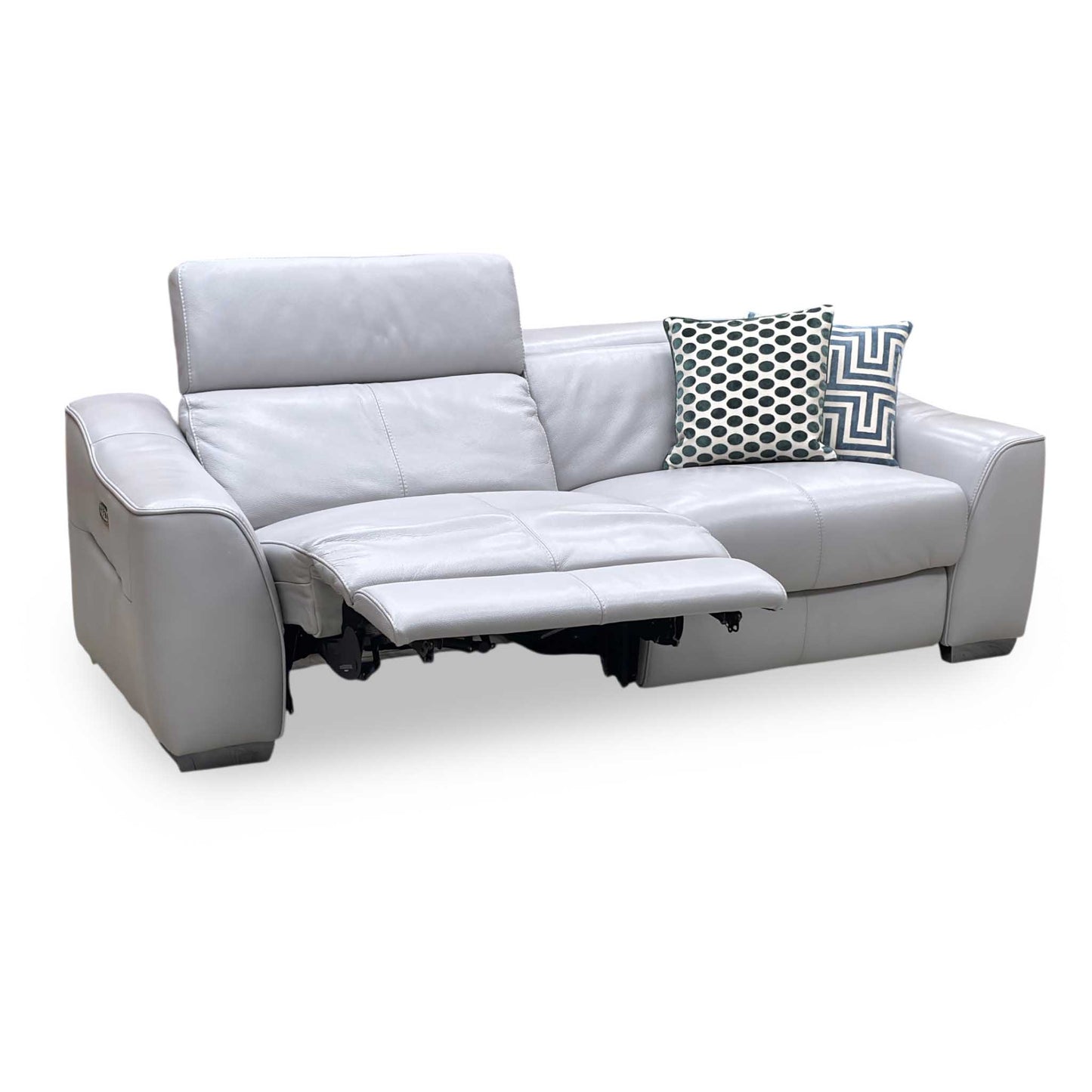 World of Leather 'Xavier' Hw-251e Grey Leather 3 Seater Power Recliner Sofa with Power Headrests Furniture Village