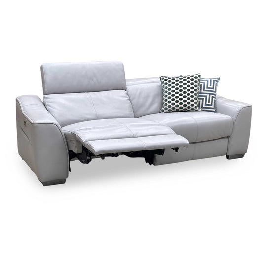 World of Leather 'Xavier' Hw-251e Grey Leather 3 Seater Power Recliner Sofa with Power Headrests Furniture Village