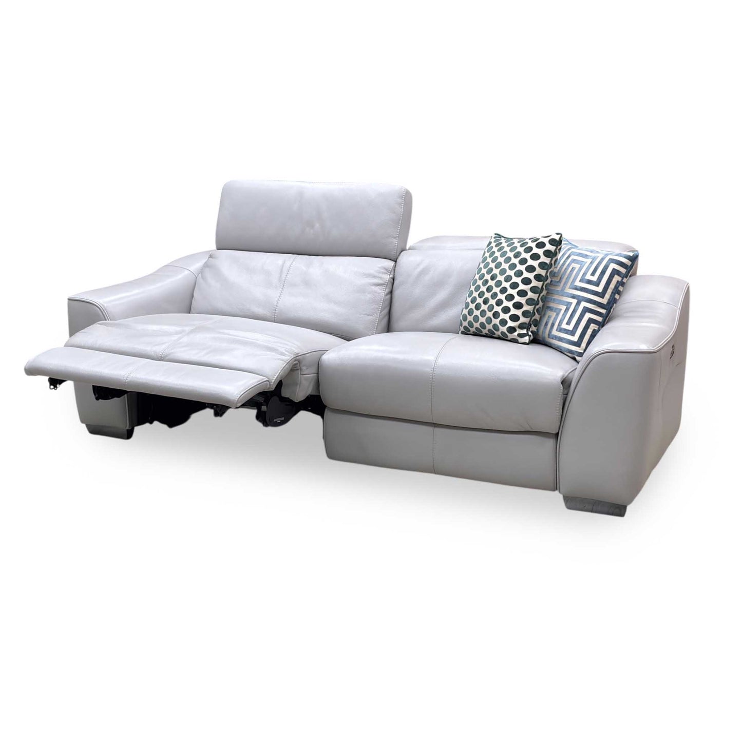 World of Leather 'Xavier' Hw-251e Grey Leather 3 Seater Power Recliner Sofa with Power Headrests Furniture Village