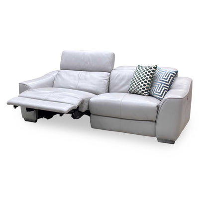 World of Leather 'Xavier' Hw-251e Grey Leather 3 Seater Power Recliner Sofa with Power Headrests Furniture Village