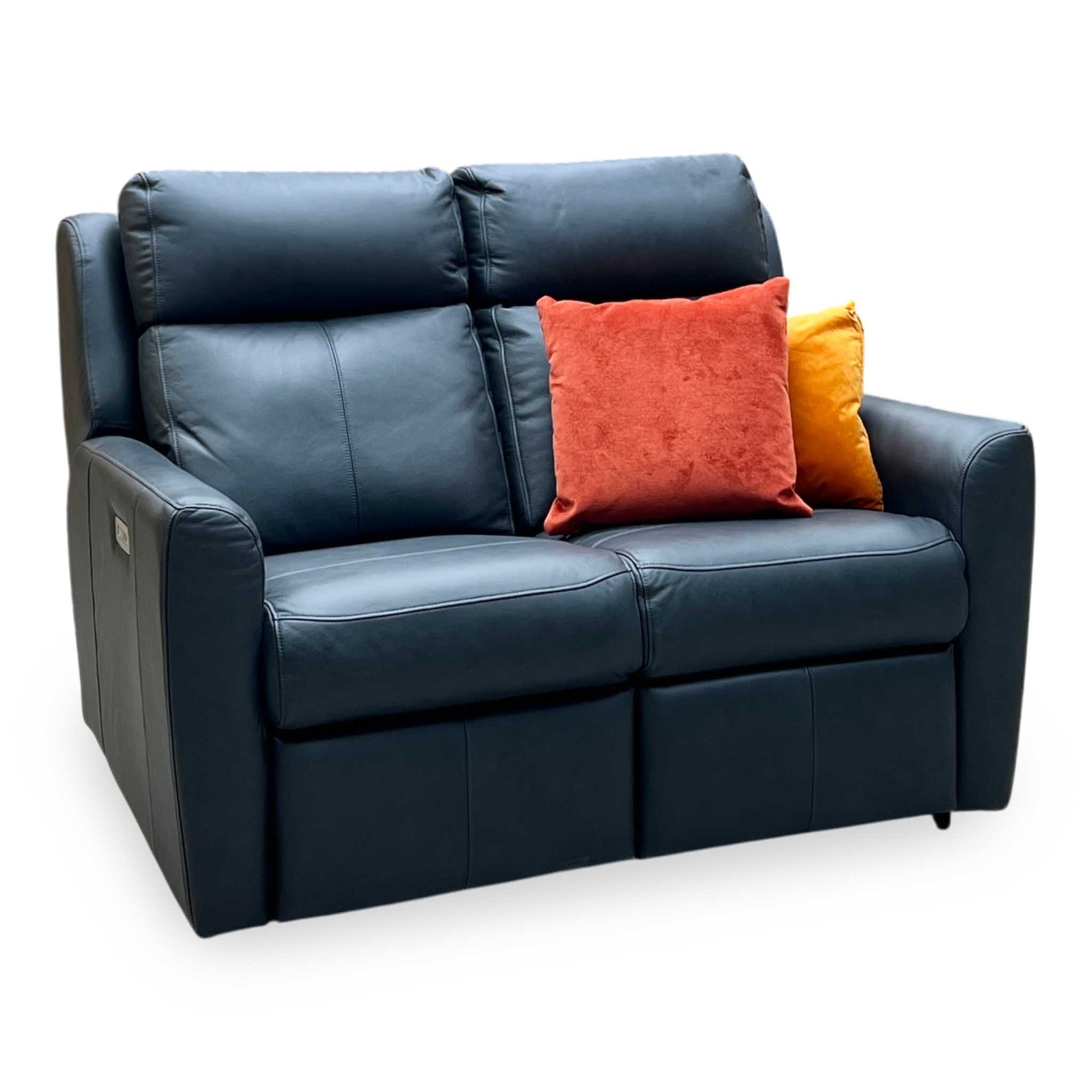 G Plan ‘Wren’ L852 Cambridge Petrol Blue Leather 2 Seater Power Recliner Sofa Furniture Village