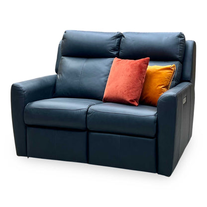 G Plan ‘Wren’ L852 Cambridge Petrol Blue Leather 2 Seater Power Recliner Sofa Furniture Village